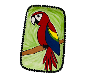 Folsom Scarlet Macaw Plate